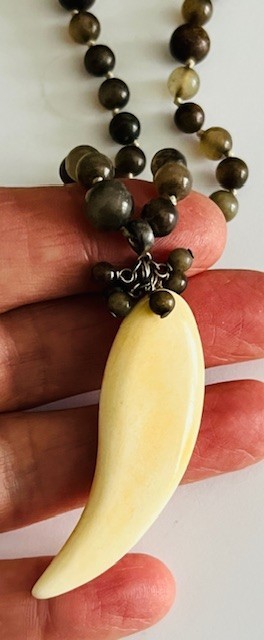 VTG Suzanne Kalan Sterling 925 USA Gemstone Unisex Beaded Pendant Necklace, 17″