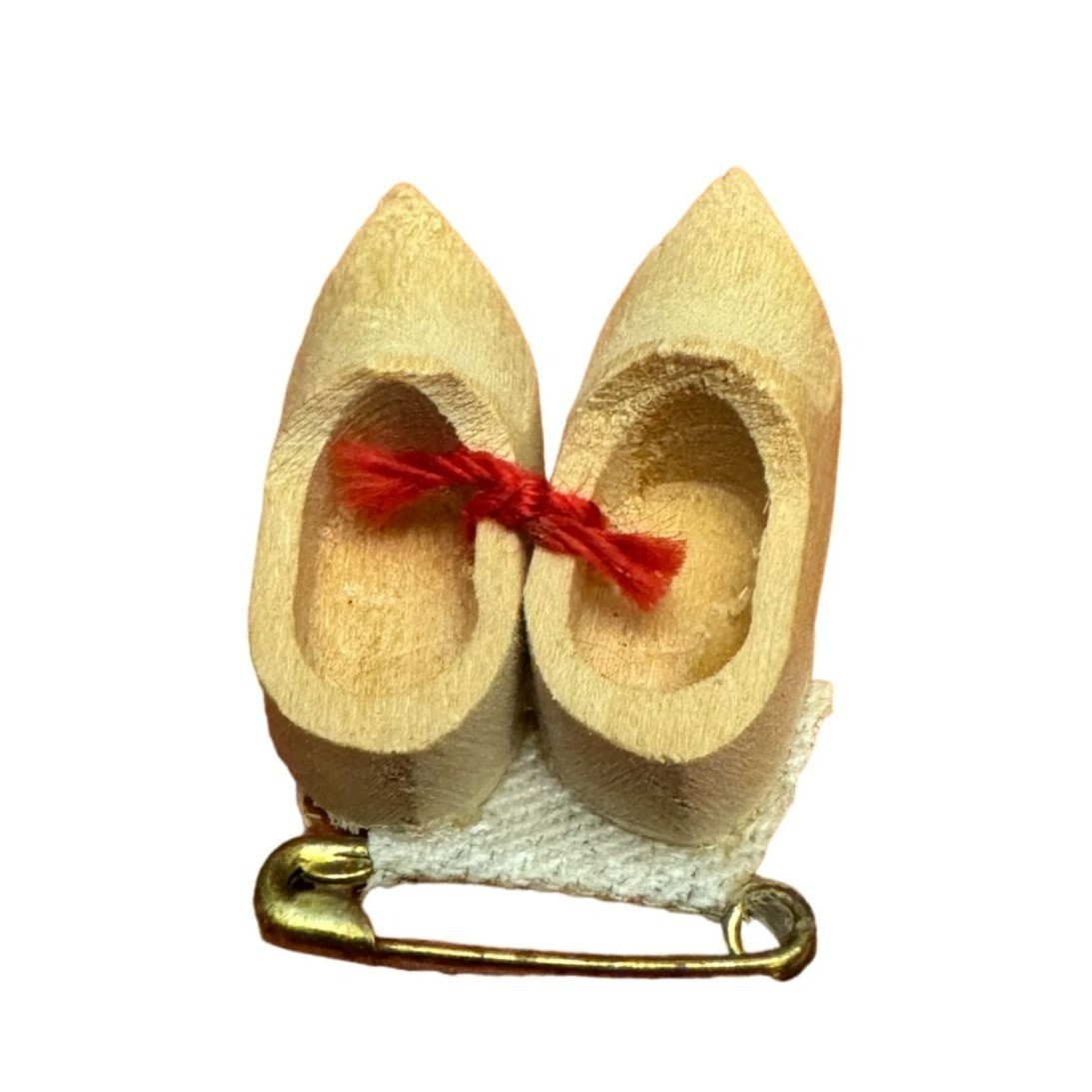 Miniature Wooden Clogs Pin Dutch Souvenir Handcrafted Vintage Collectible Brooch