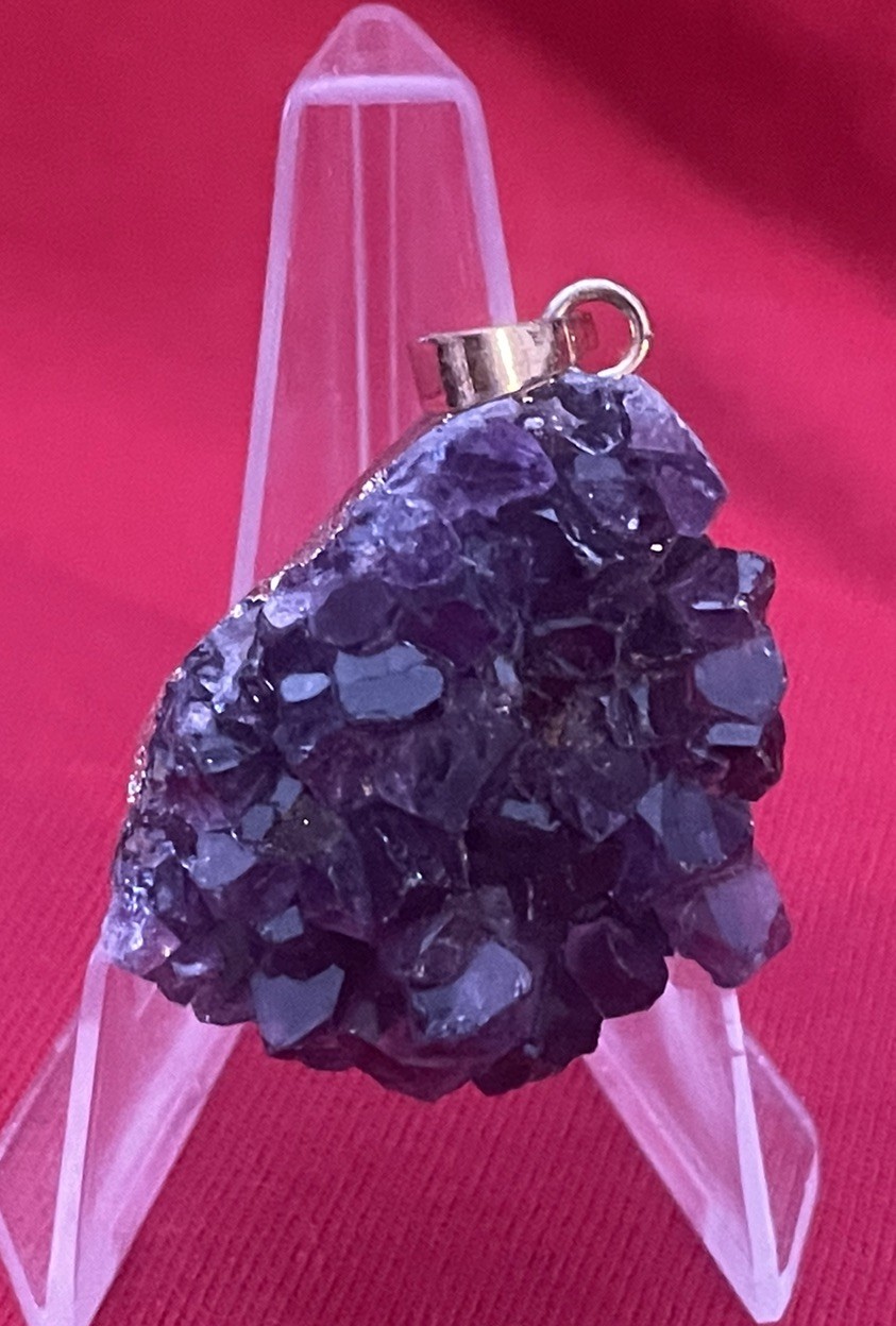 Gorgeous Amethyst Geode Stone Pendant Electroform Setting Unbranded (4)