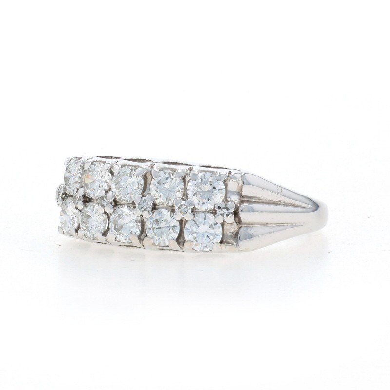 White Gold Diamond Cluster Cocktail Band – 14k Round Brilliant 1.00ctw Ring
