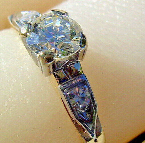 Original EARTH MINED DIAMOND Deco Engagement RING Vintage Solitaire 14K GOLD 6
