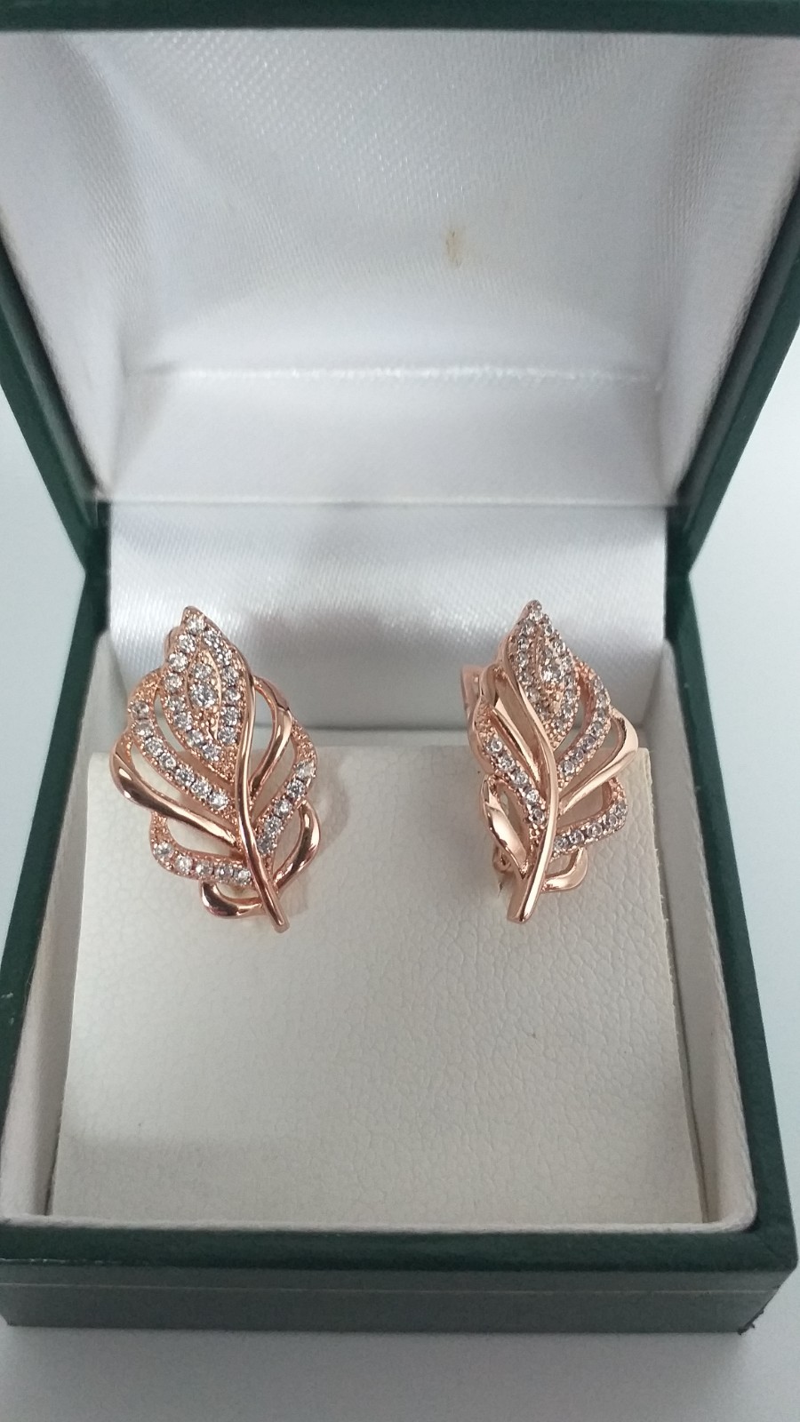 Vintage 1990-s 14 Ct Rolled Gold Zircons Earrings-Hallmarked 585 RG