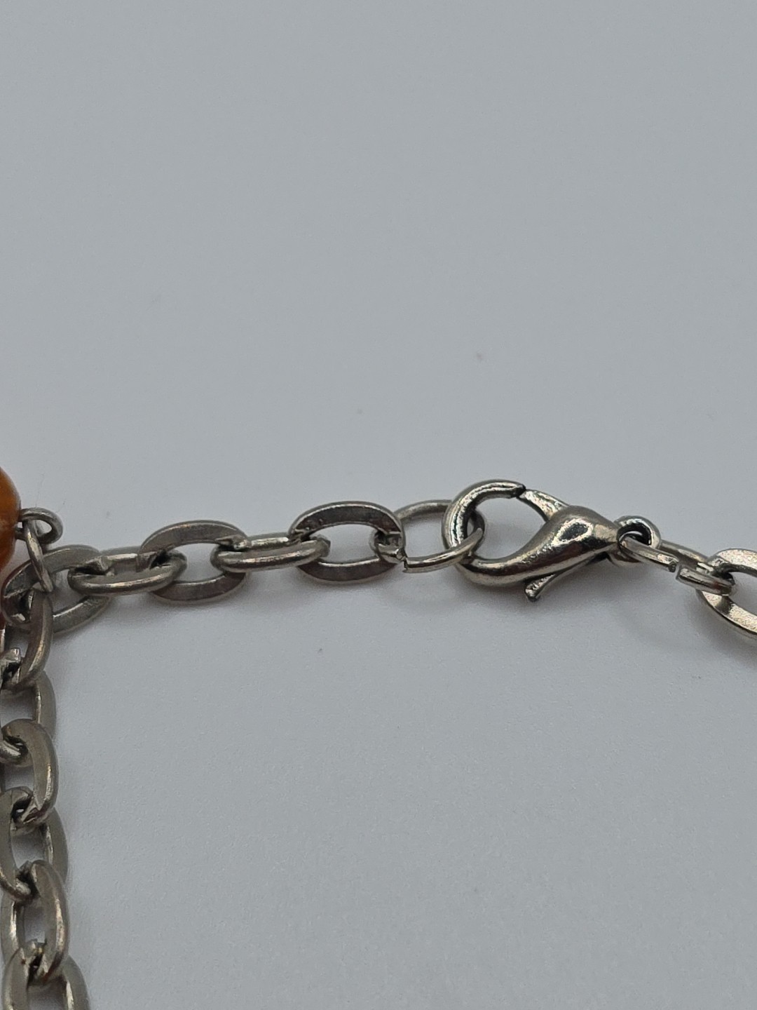 Vintage Marbled Orange Acrylic Charm Bracelet Chunky Retro Dangle Drop Charms