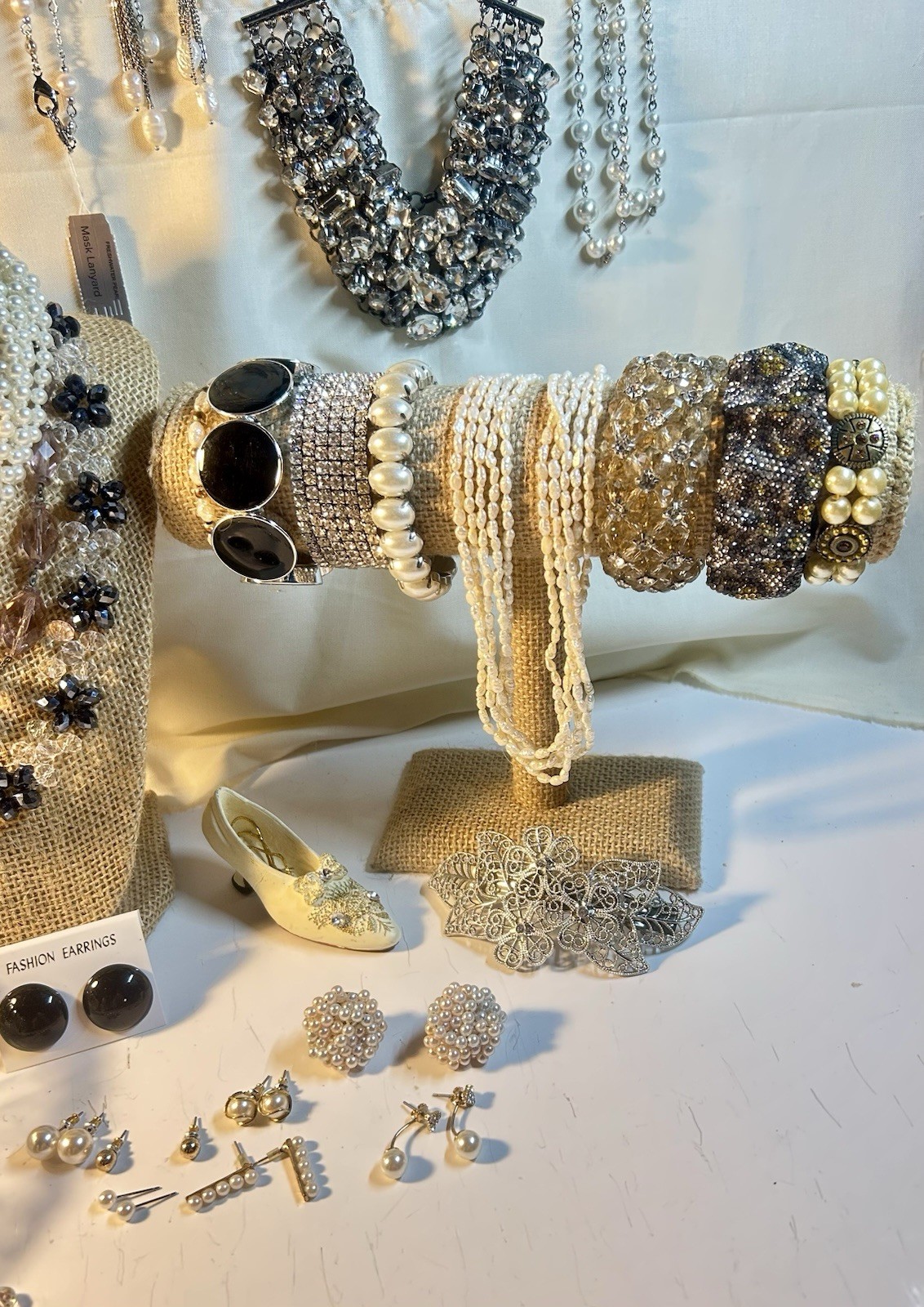 Vintage to Mod Black/White Estate Jewelry Lot 70+Pieces, 3.5lbs, Some Signed/NWT
