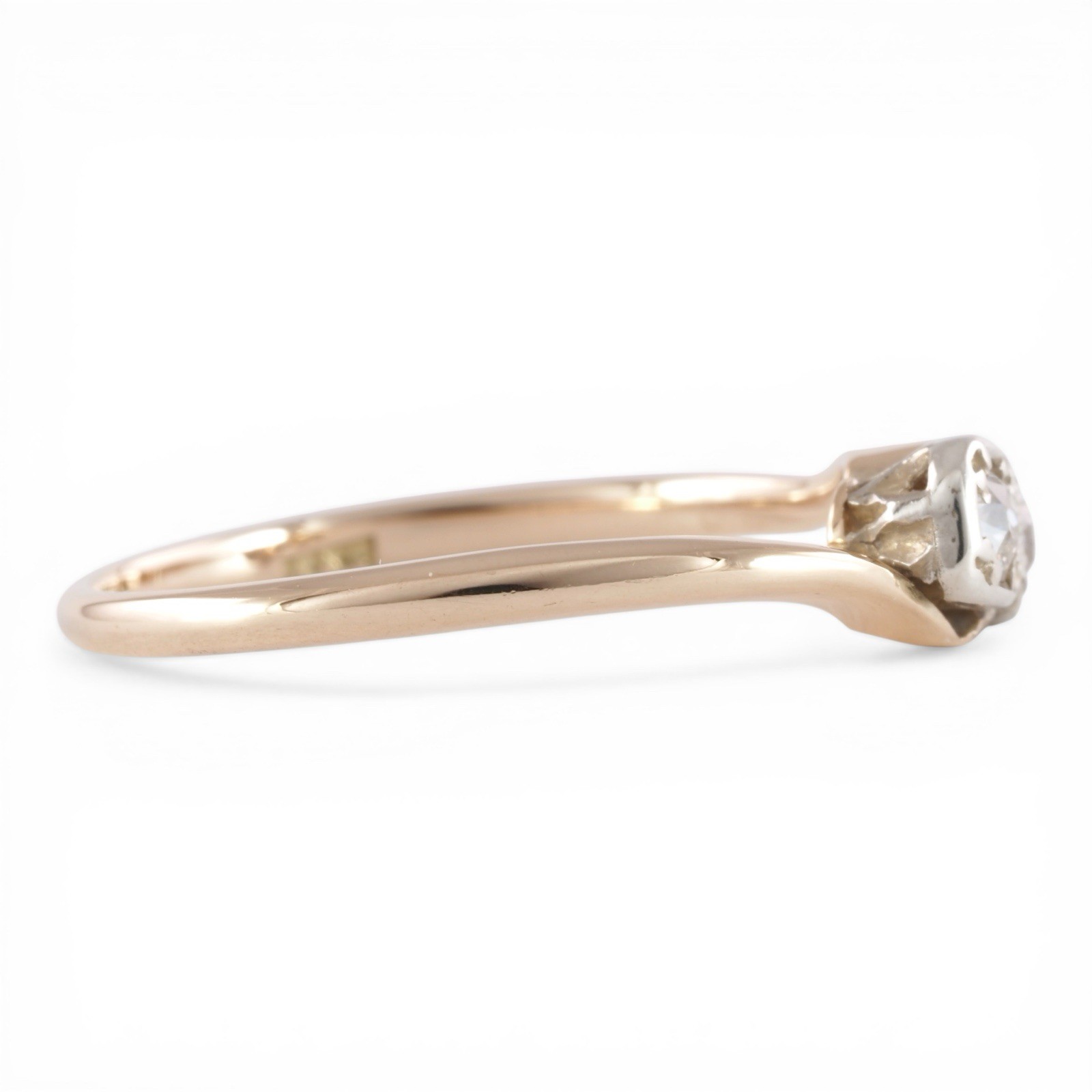 TWO SOULS 1920 Art Deco 18K Yellow Gold Old European Cut Diamond Toi Et Moi Ring