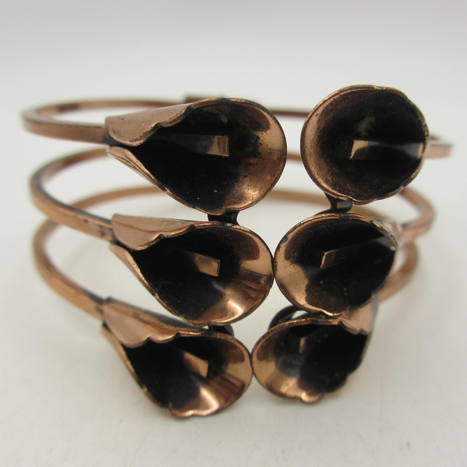 Vintage Renoir Bracelet Copper Calla Lilly Hinged Cuff