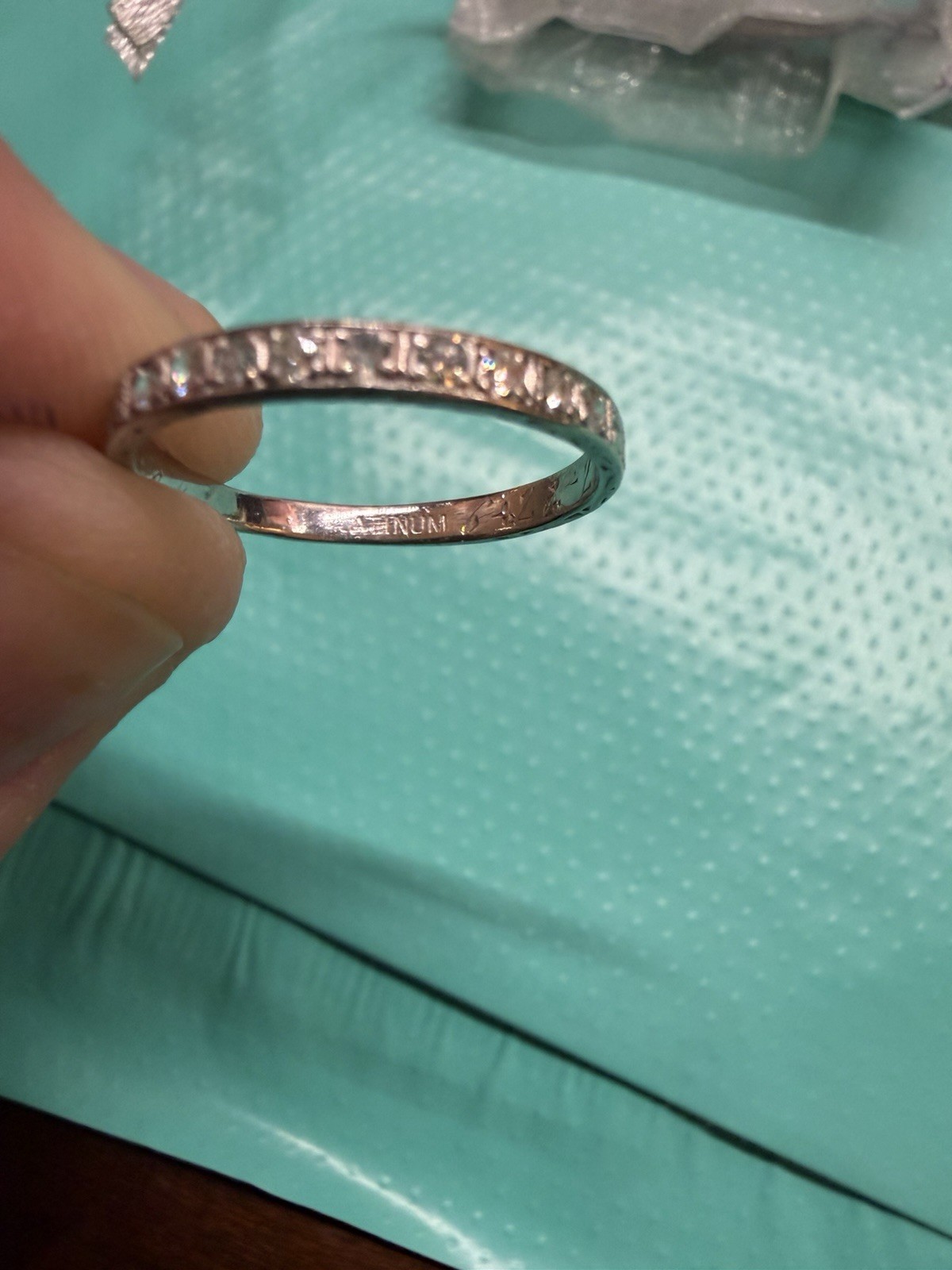 Vintage Antique Estate Platinum Pave Diamond Eternity Band Ring Size 7 1/4