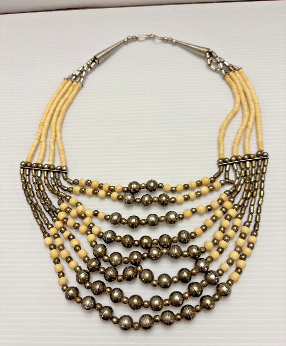 Vintage Beaded Boho Bohemian Style Necklace 22 Inches 8 Strand Jewelry Statement