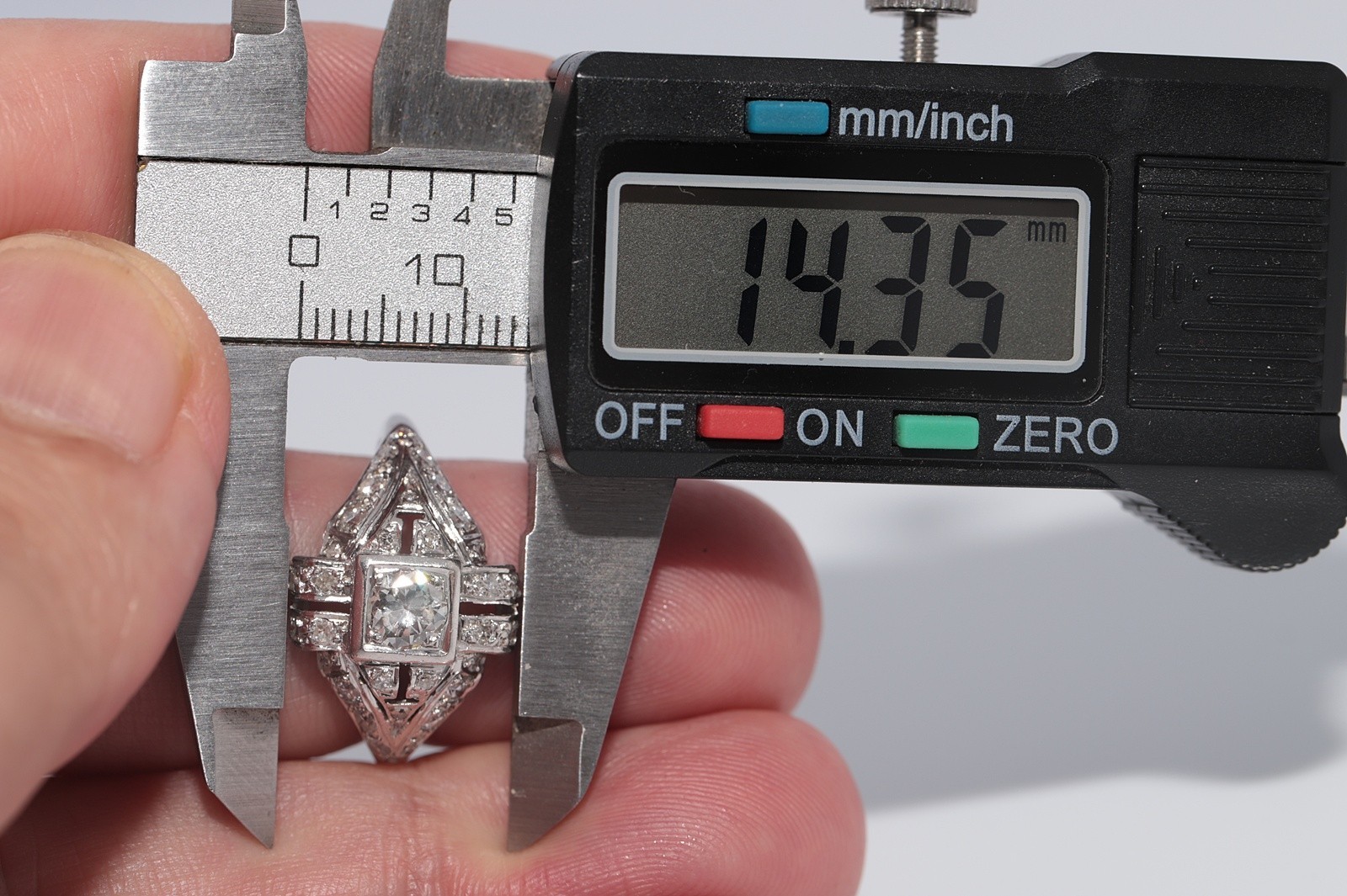 Antique Circa 1920s Handcrafted Art Deco Platinum Natural Diamond Ring