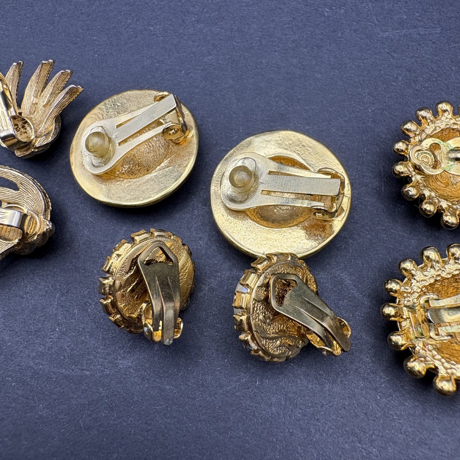 Lot of 4 Pairs Vintage Gold Tone Clip On Earrings Costume Jewelry Pearl