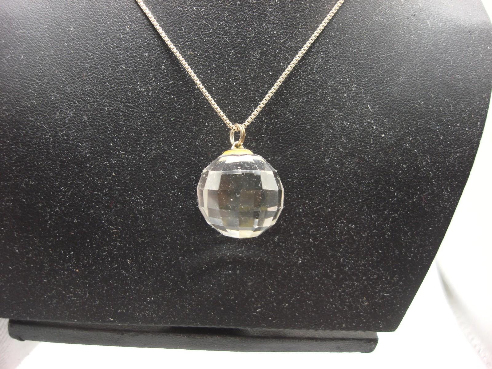 VINTAGE FACETED ROCK CRYSTAL QUARTZ PENDANT STERLING SILVER NECKLACE!