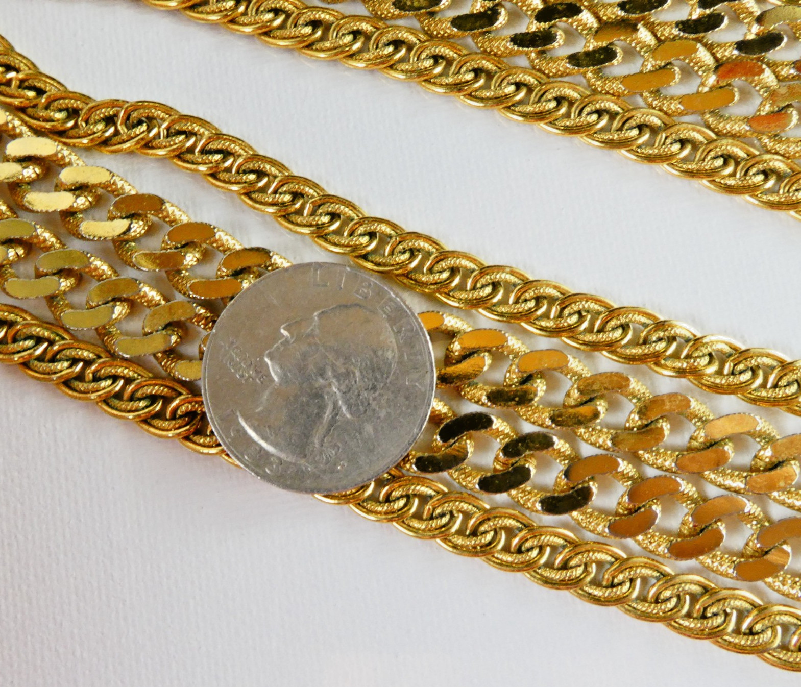 Vintage MONET Multi Strand Chain Necklace Bib 4 Strand Hook Clasp