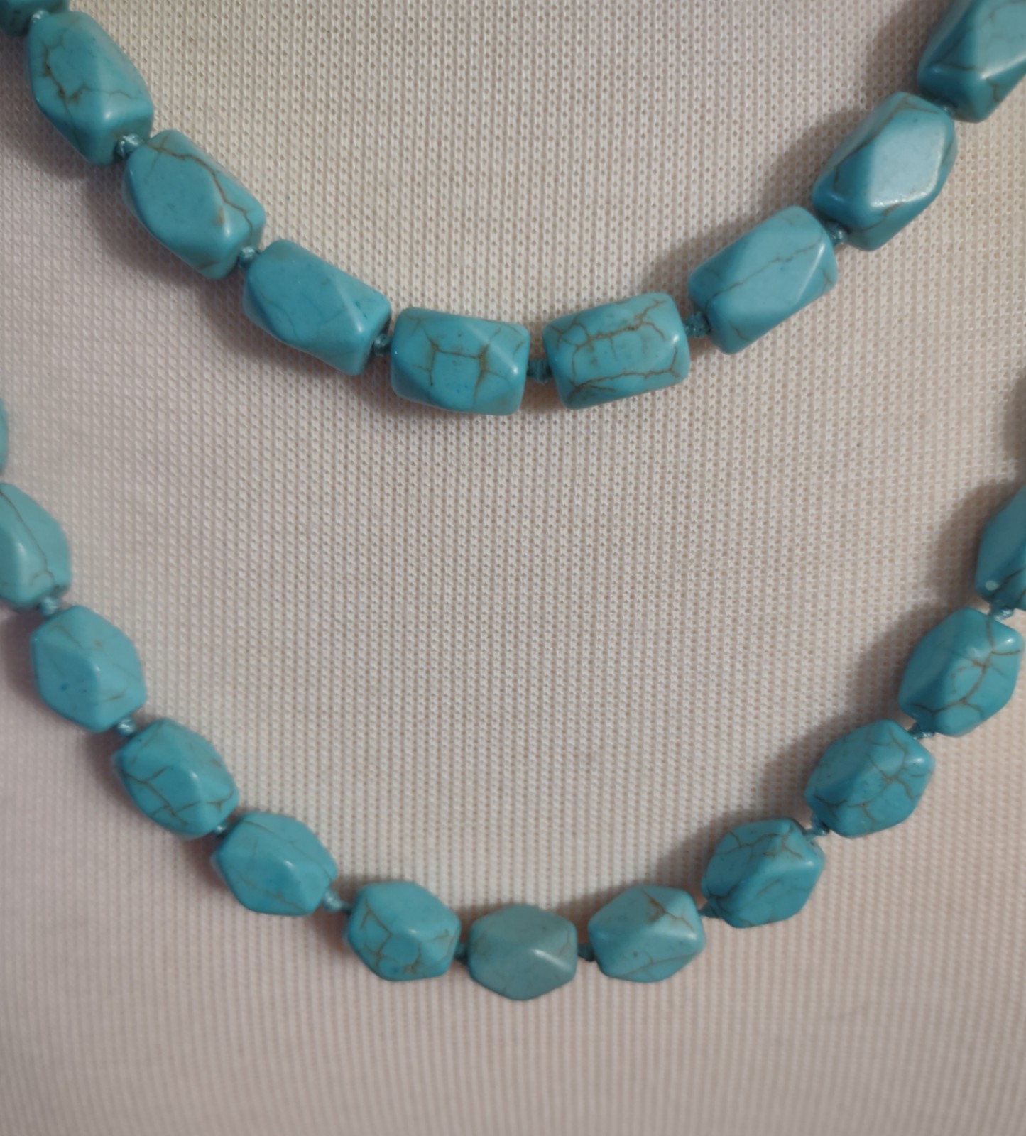 40” Necklace .25” Turquoise Marbled Rock Shaped Stones Southwestern Western