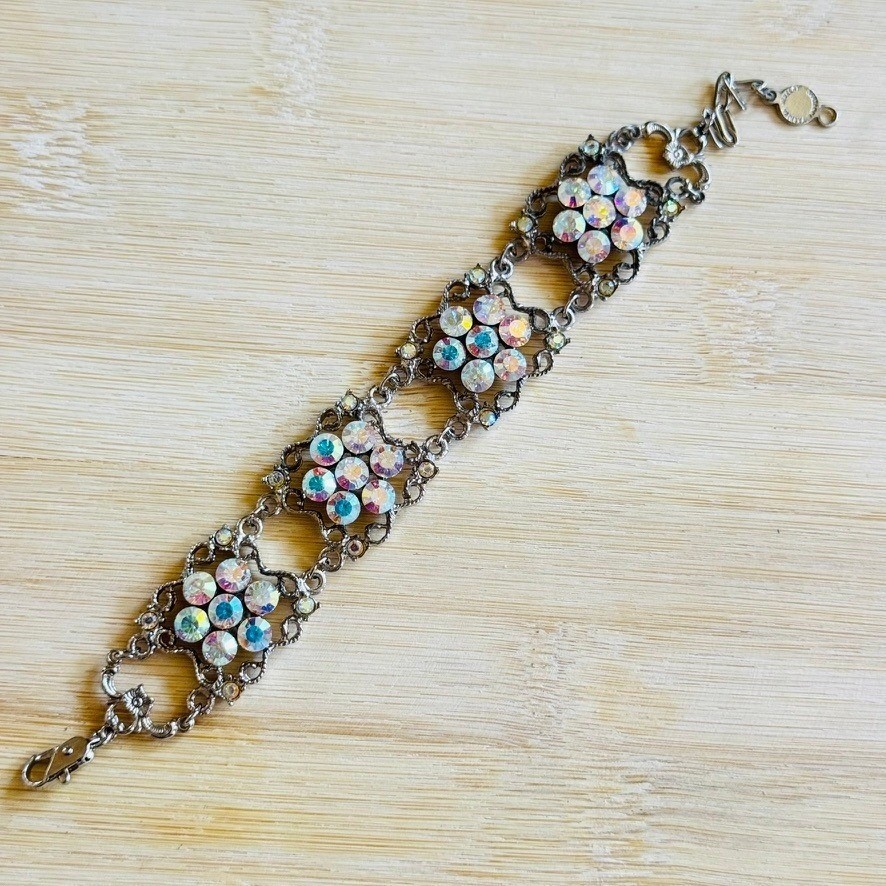 Marianna Jewelry Bracelet Aurora Borealis Austrian Crystal USA Chunky 90s Y2K