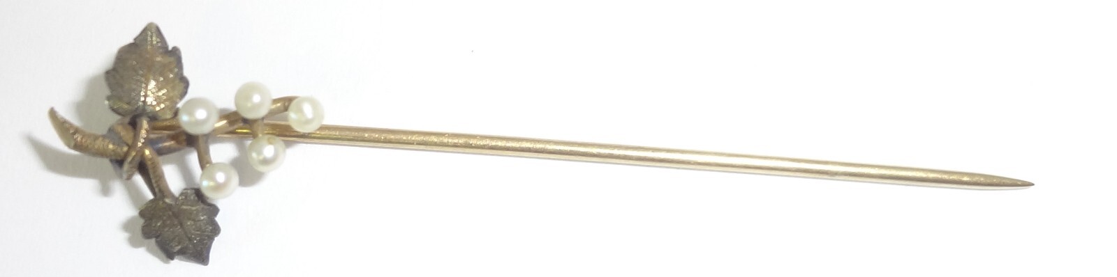 Antique 10K Yellow & Green Gold Bunch of Grapes Stick Pin