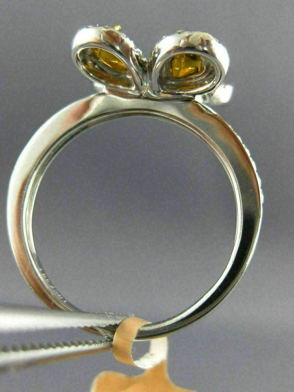 ESTATE WIDE 1.52CT MULTI COLOR DIAMOND 14KT 2 TONE GOLD CLOVER FLOWER LOVE RING