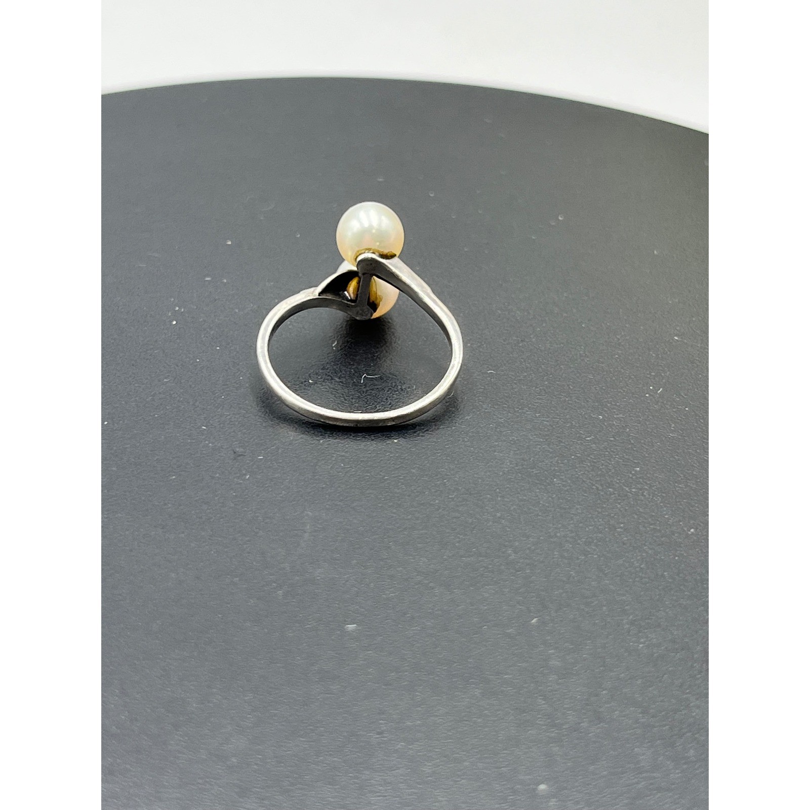 Mikimoto Vintage estate Akoya Pearl Sterling Silver 925 Toi et Moi Bypass Ring