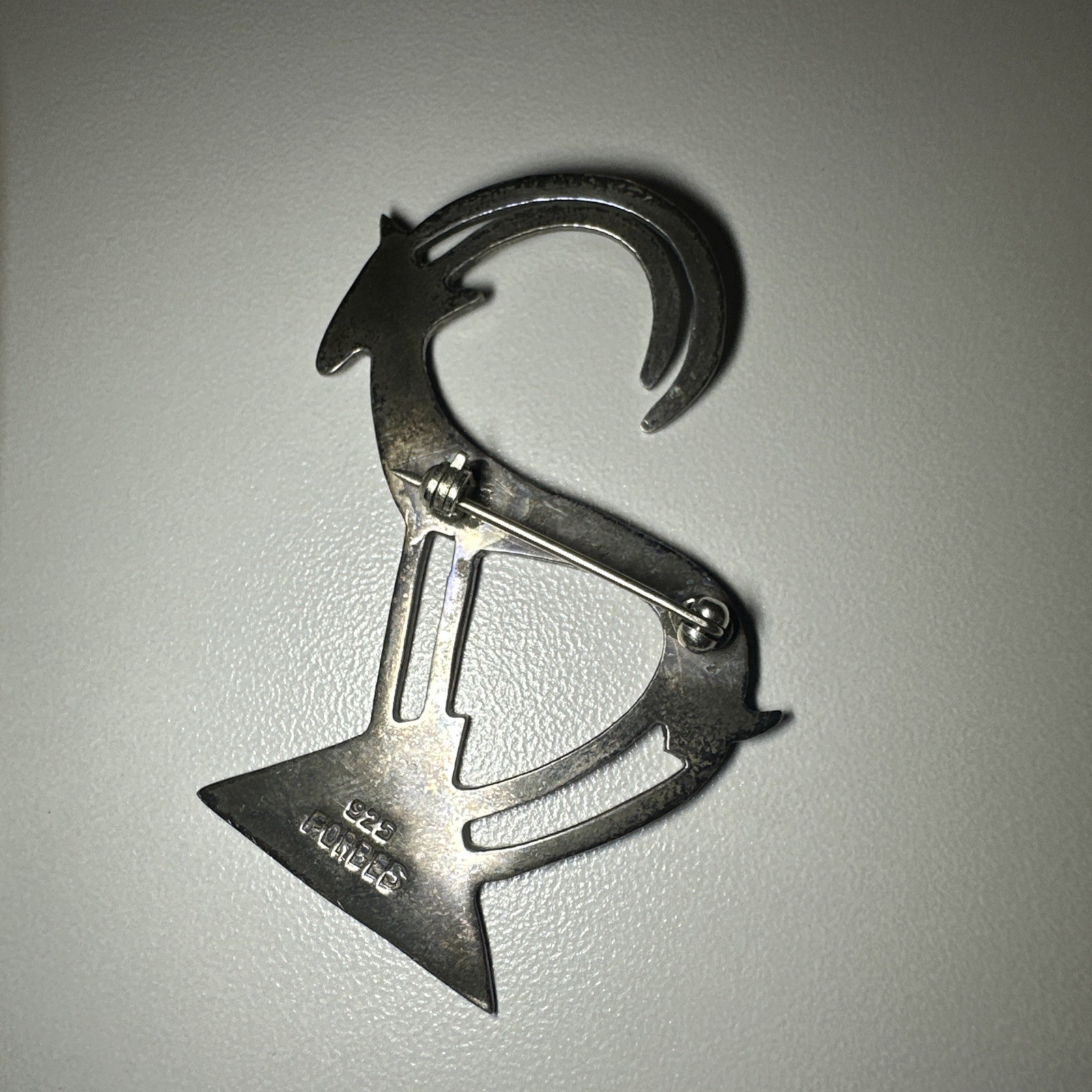 Vintage Modernist Ram Goat Brooch Pin Forbes Sterling Silver Antelope 2”