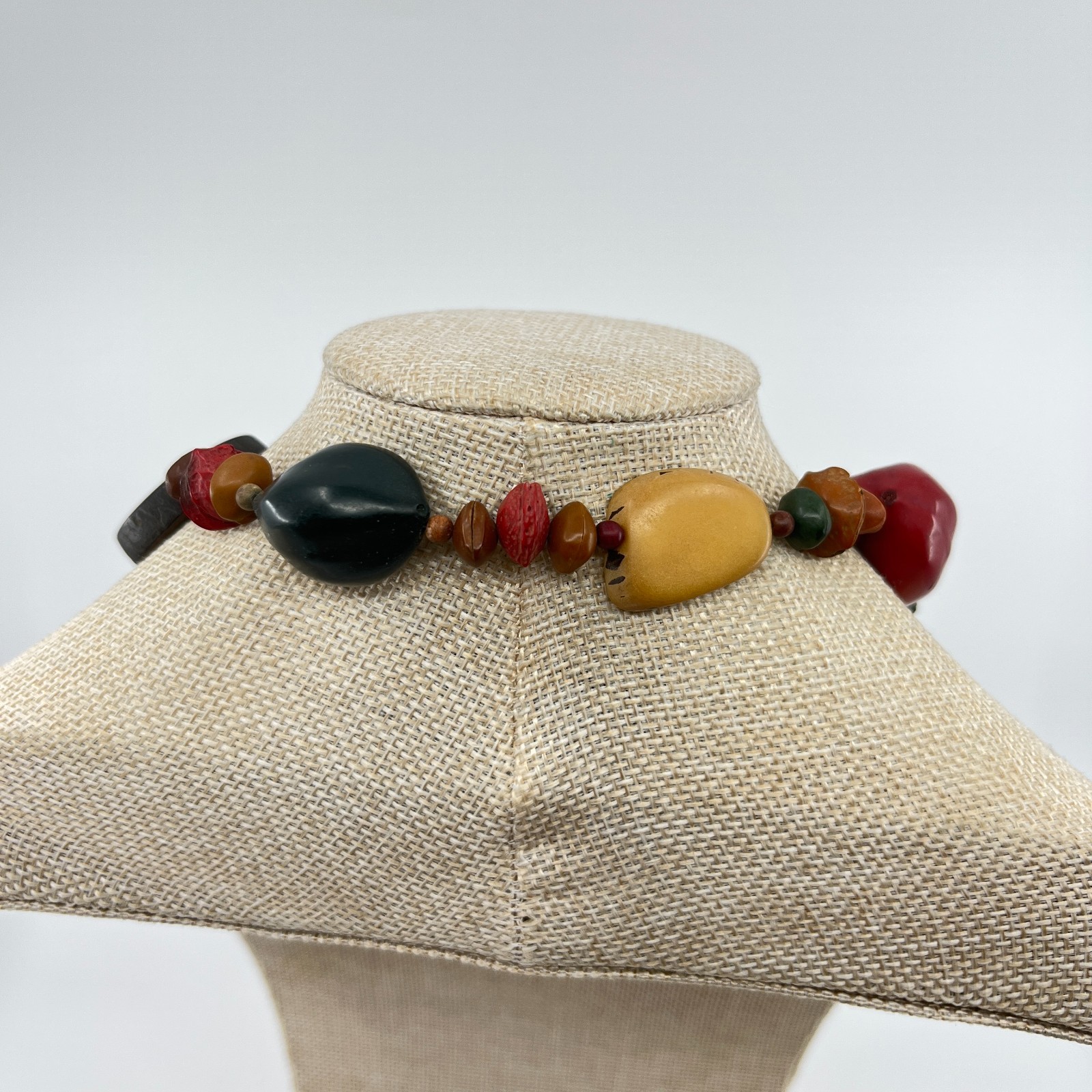 Large Tagua Nut Vegetable Ivory Necklace Boho Statement Earthy Organic Jewelry