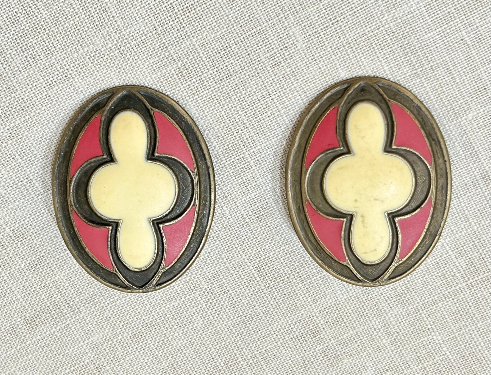 Vintage Earrings Lot of 3 Pairs 60s-80s Boho Tribal Enamel Pink Wire Hoop Studs