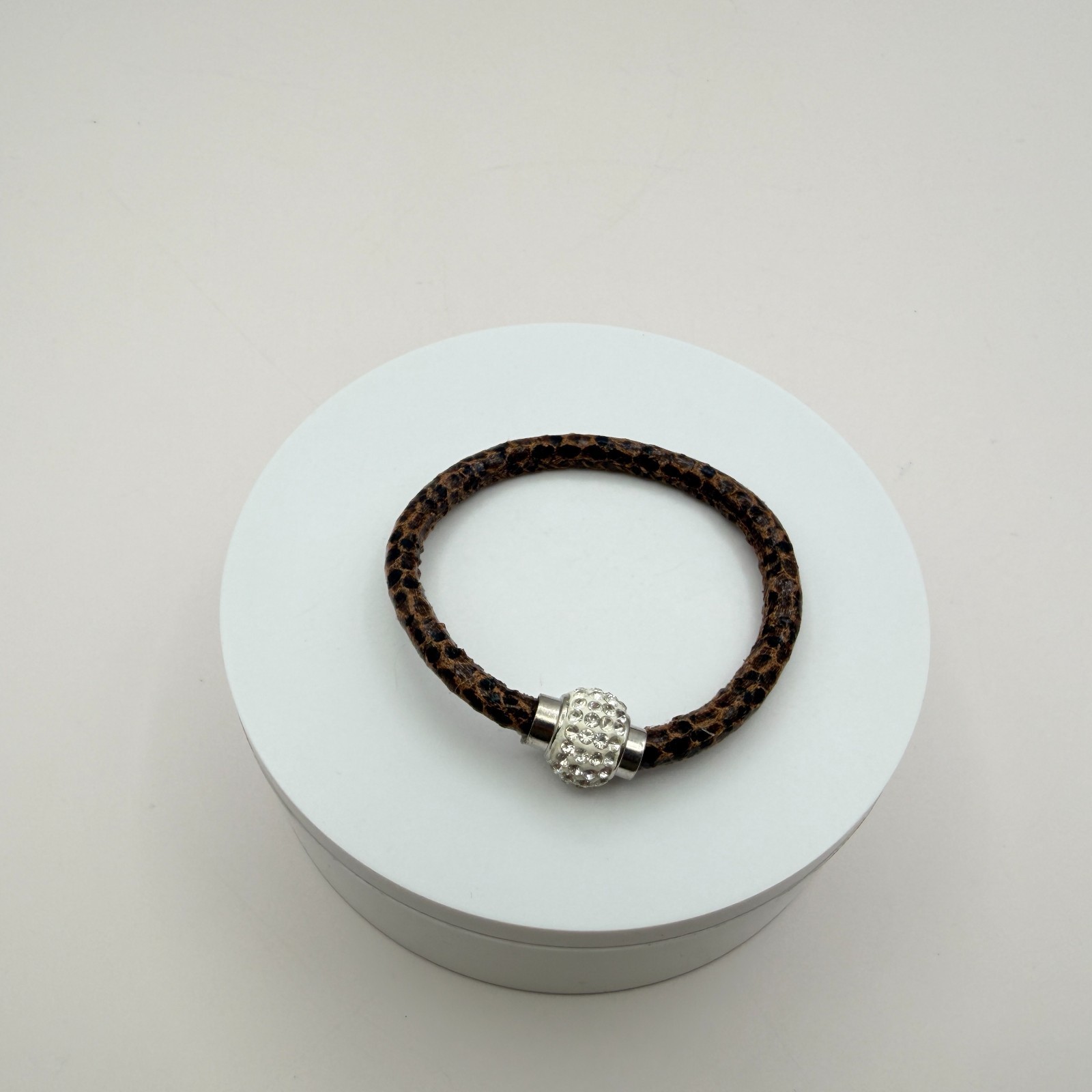 Vintage Y2K Leopard Print Faux Leather Rhinestone Bracelet Women’s Jewelry