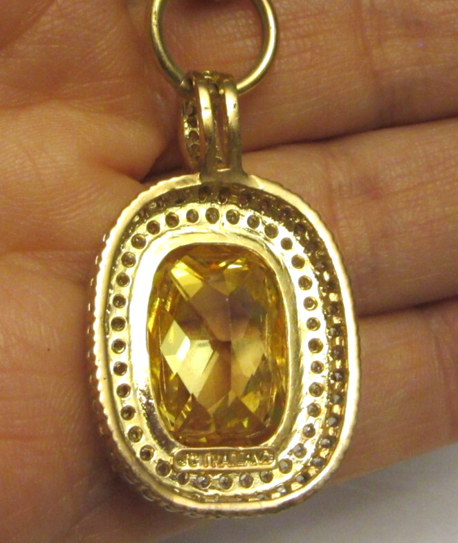 VTG REAL COLLECTIBLES BY ADRIENNE Necklace Yellow Citrine Crystal in Box