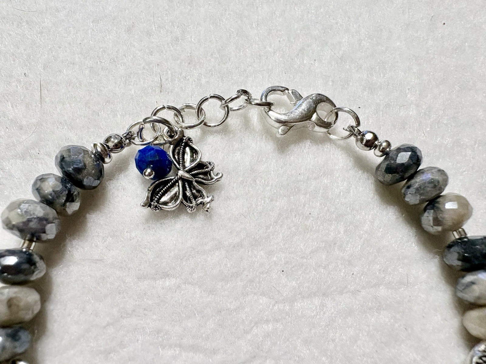 Artisan Handcrafted Silverite bracelet With A Lapis Accent