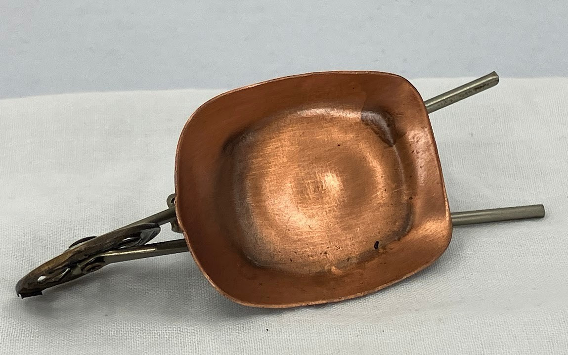 Vintage Copper Wheelbarrow Brooch Movable 3″ Pin