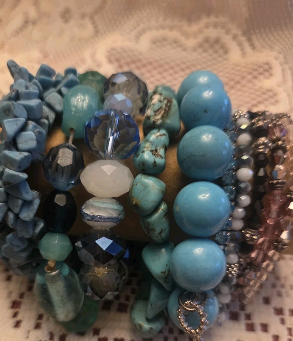 28 Vintage to Now~Costume Jewelry BRACELETS Rhinestone Bead Stretch LOT