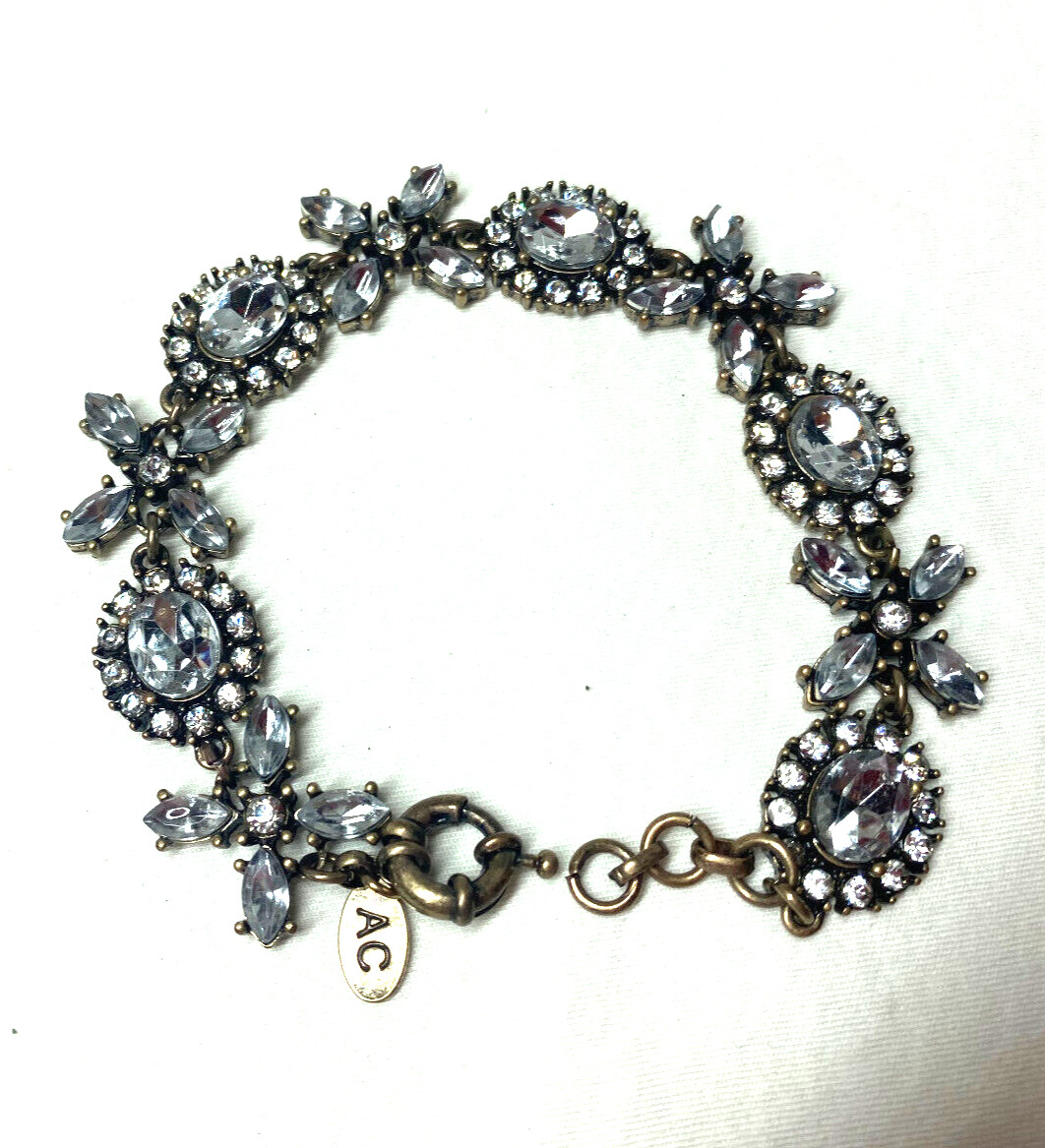 Vintage Inspired Antiqued Gold Tone Crystal Bracelet X And O’s AC Hangtag