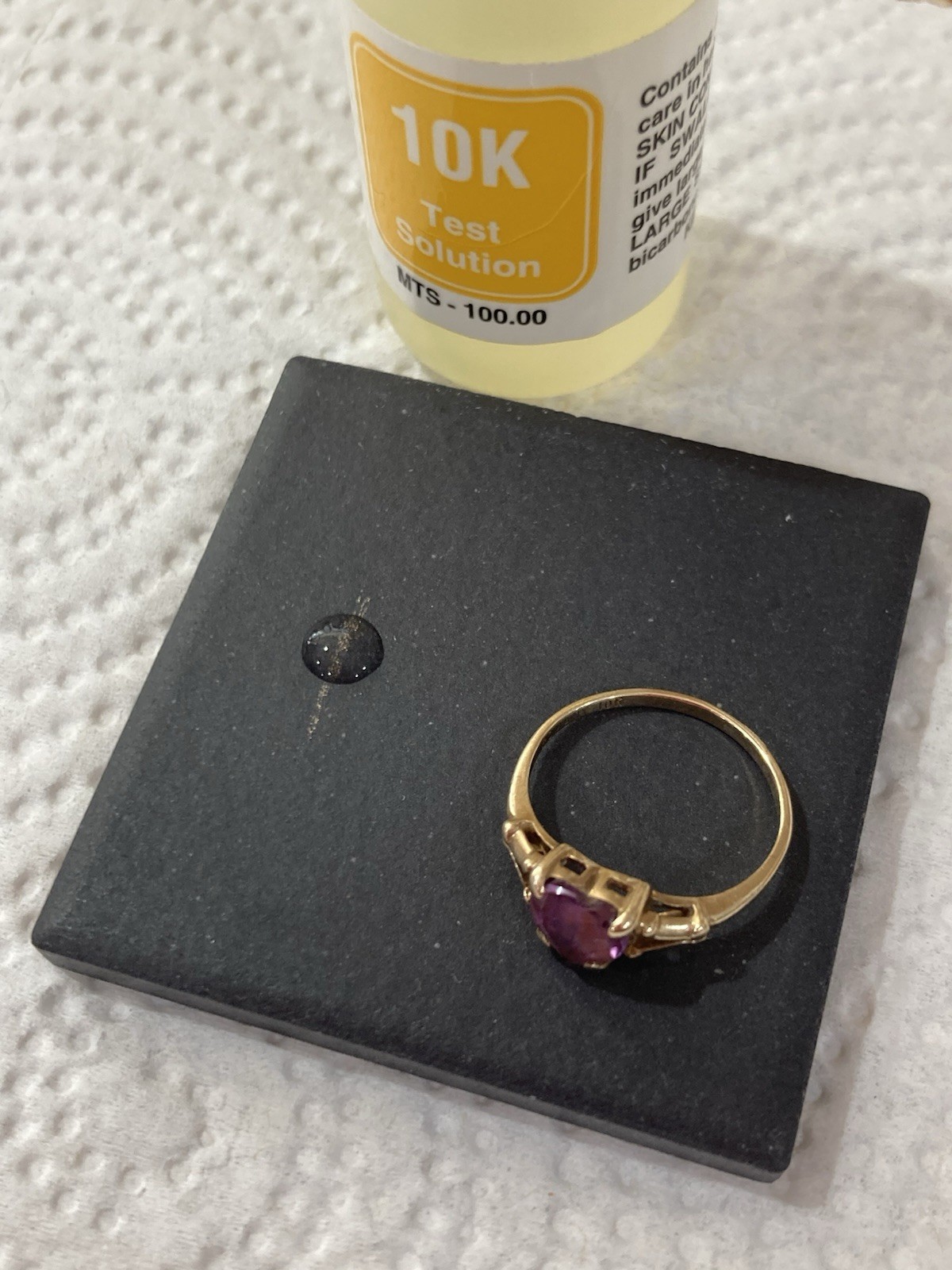 Vintage ROMANY 10k Solid Yellow Gold Heart Shape Amethyst Stone Ring SIZE 4.25