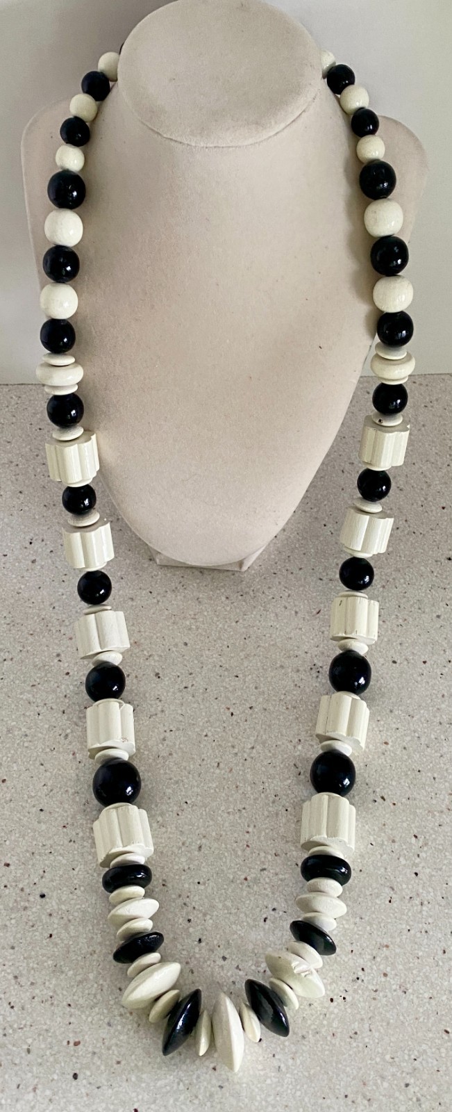 Lot of 6 Vintage Beaded Necklaces Statement Bib Lariat Large 1 Tacoa Black White
