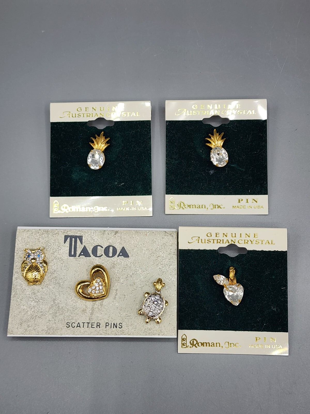 Brand New Austrian Crystal Pin Lot Tacoa Roman USA NWT Lapel Hat Free Shipping