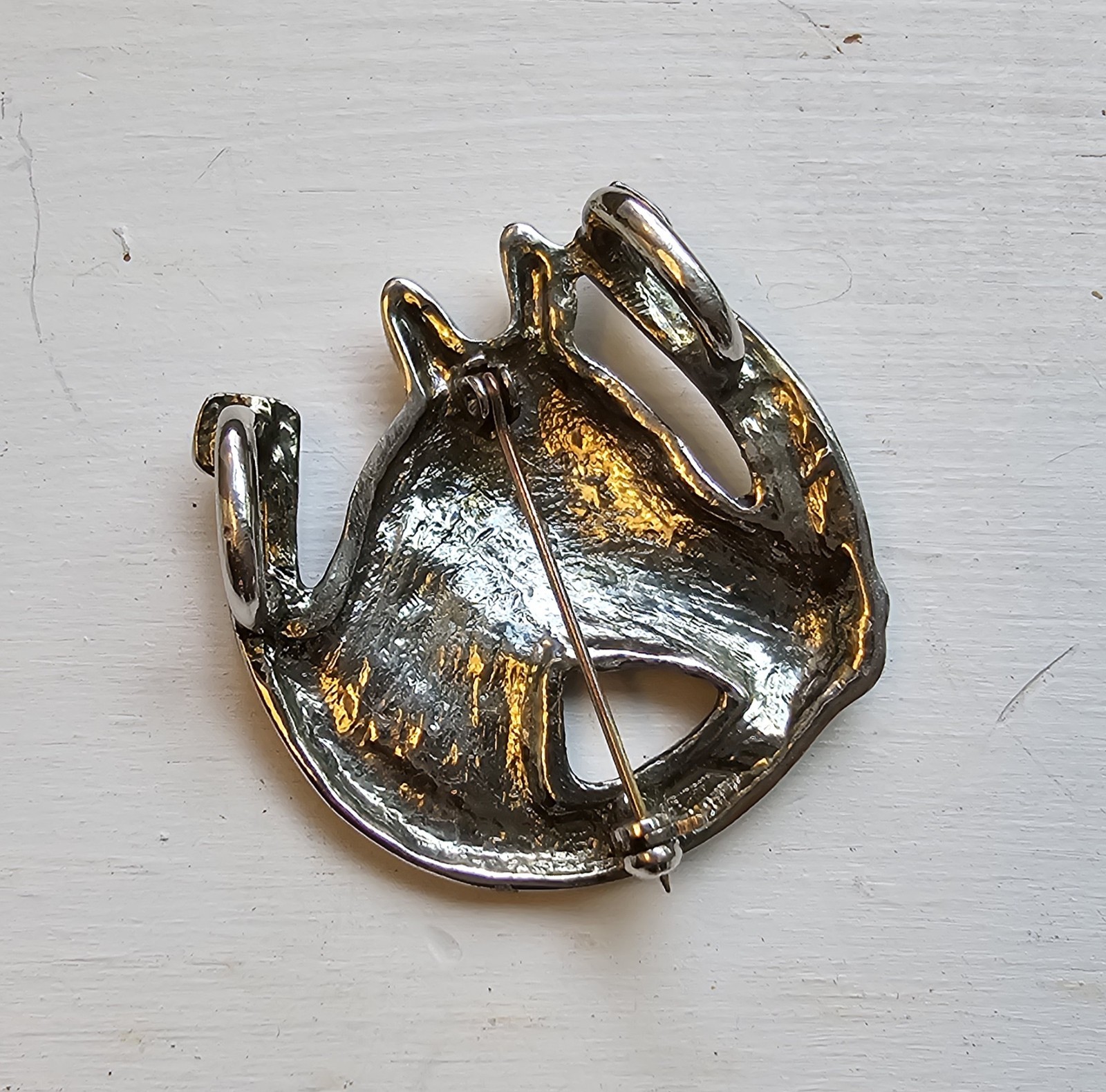 Horse Head in Horse Shoe Silver Toned Brooch Pin/Pendant Equestrian Jewelry VTG!