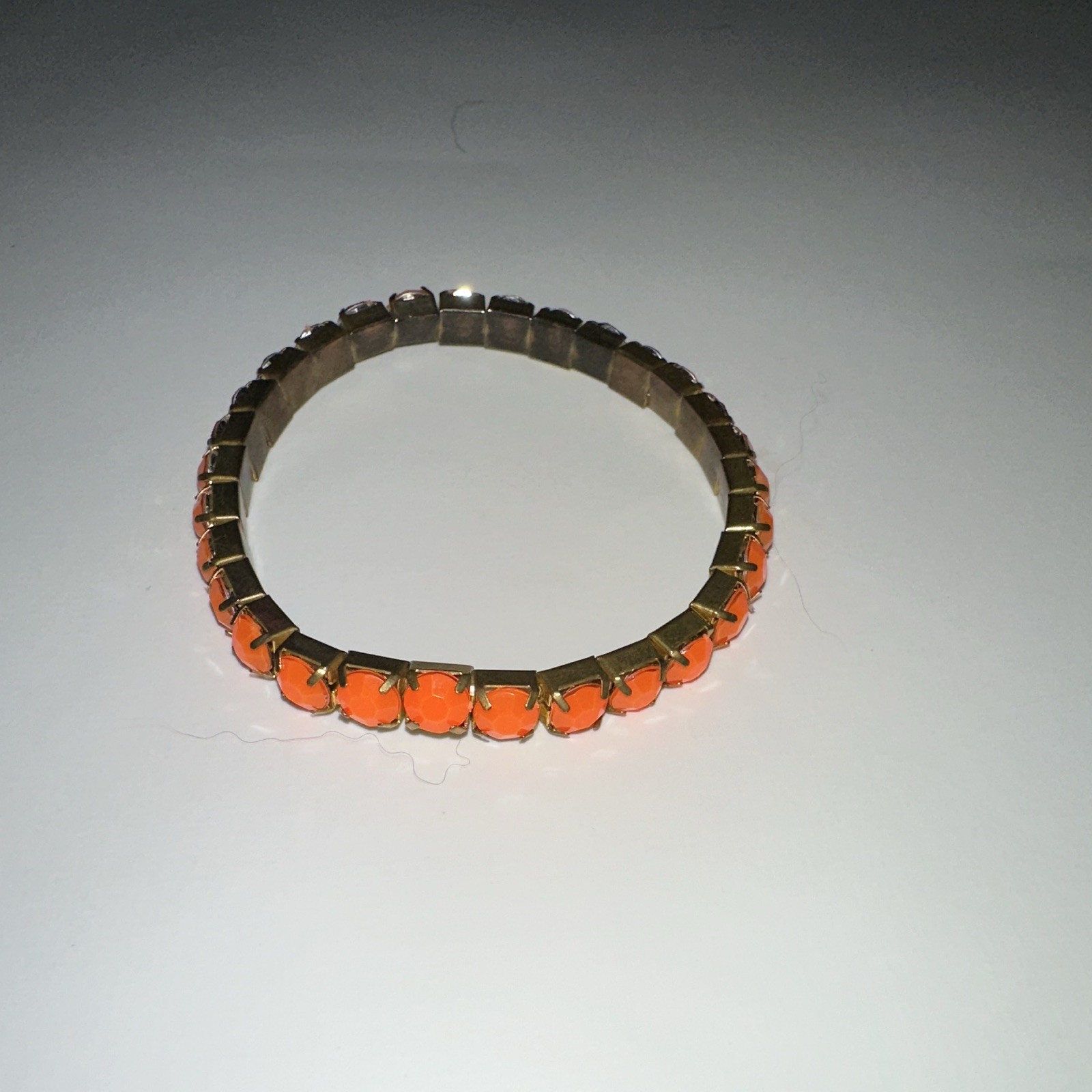 Vtg 1950s Gold Tone Orange Milk Glass Expansion Stretch Bracelet Thermoset Style