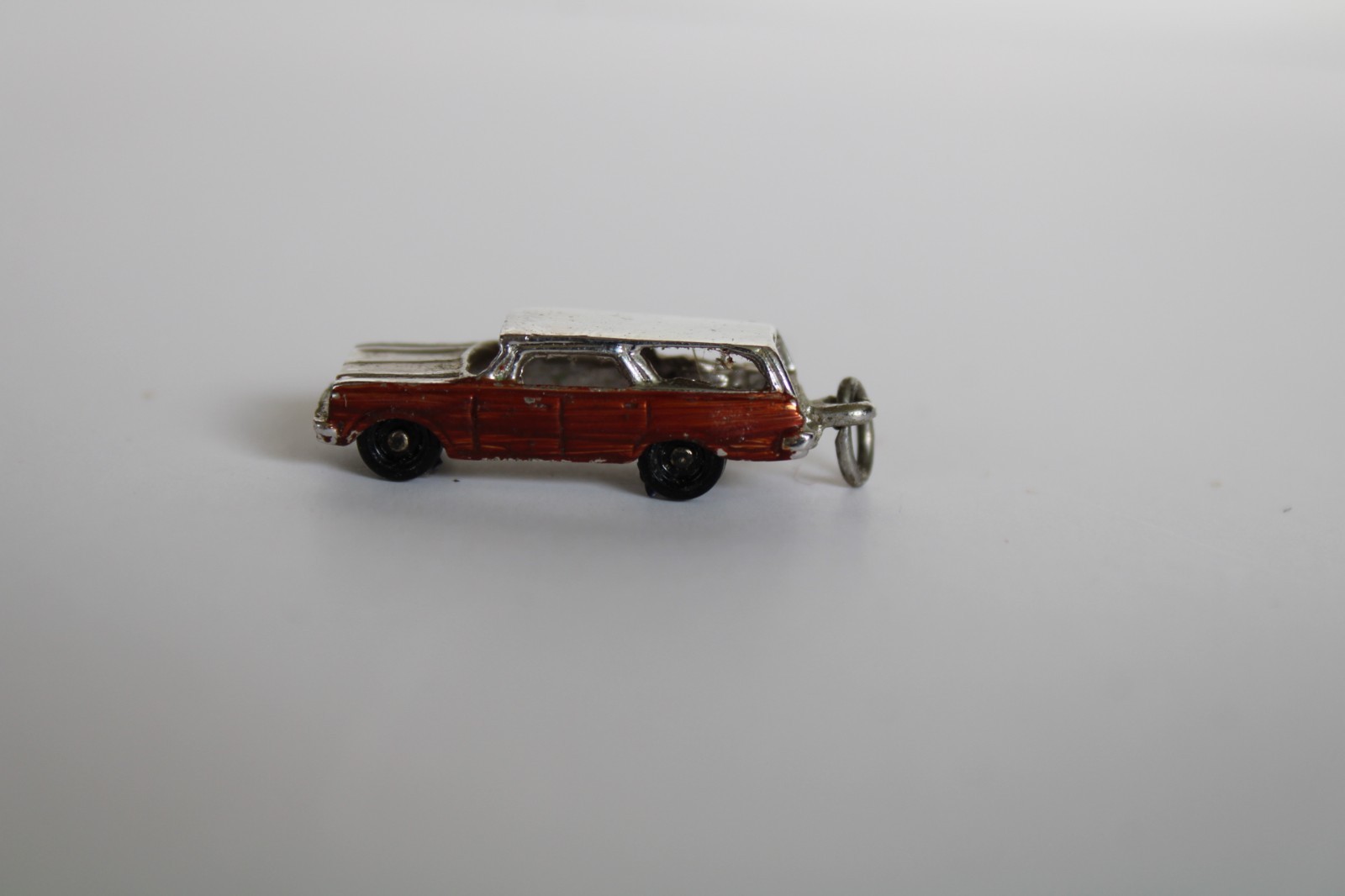 Vintage Sterling Silver Painted Enamel Station Wagon Car Charm