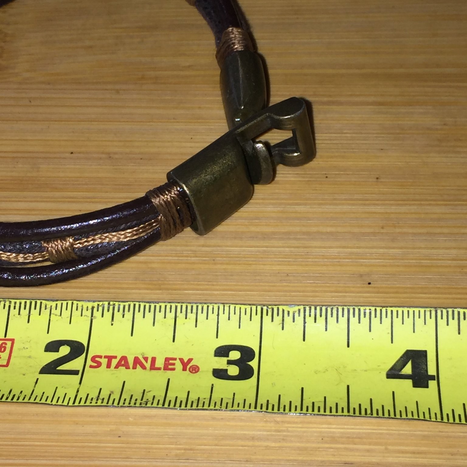 Multi Strand Leather Wrap Bracelet Bronze Tone Rustic Bohemian