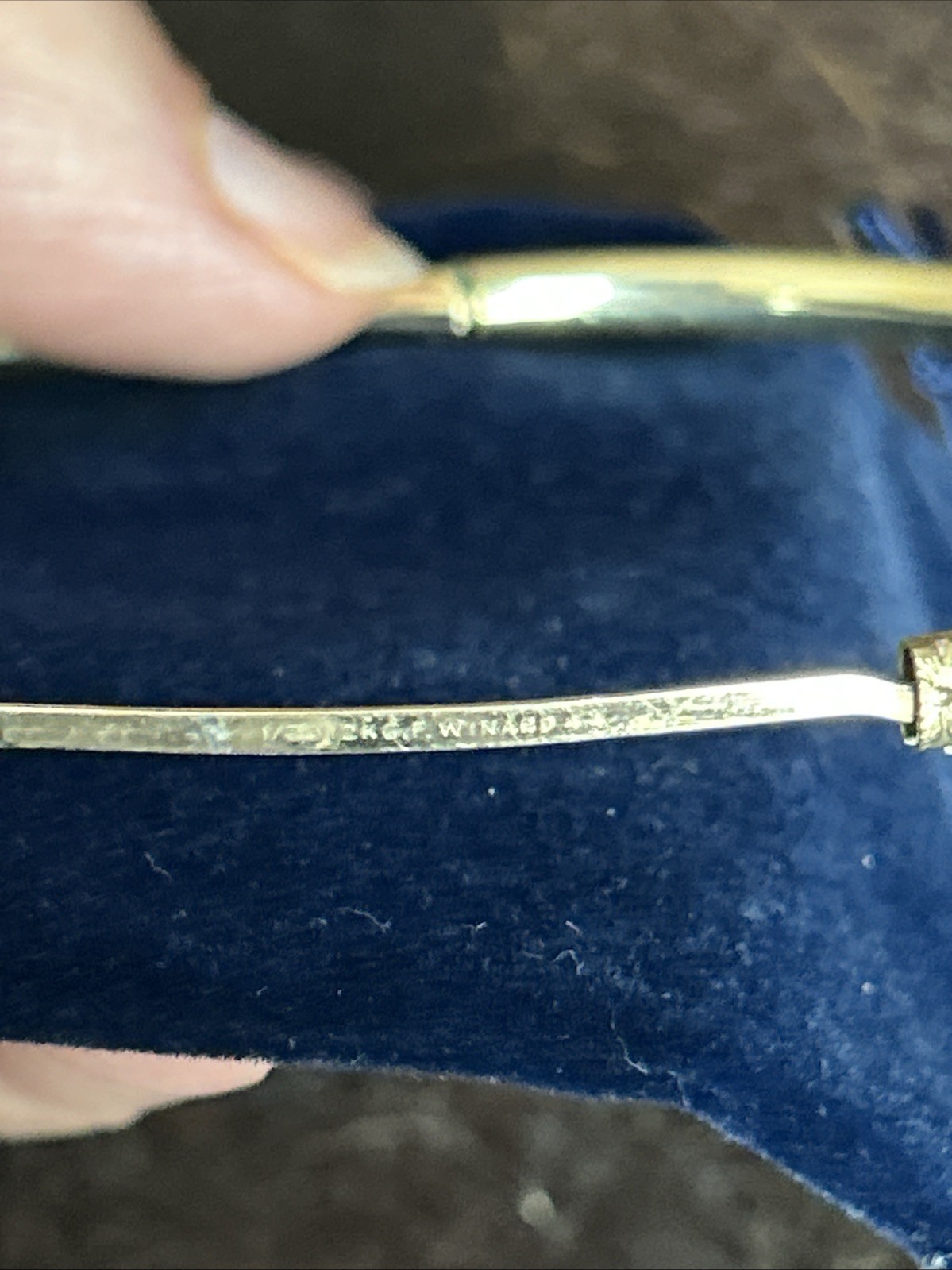 Vintage WINARD 12K Gold Filled Hinged Bangle floral Etched secure with Bar