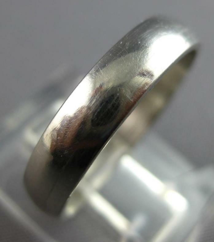 ESTATE 14KT WHITE GOLD 3D CLASSIC SOLID PLAIN 4MM WEDDING ANNIVERSARY RING