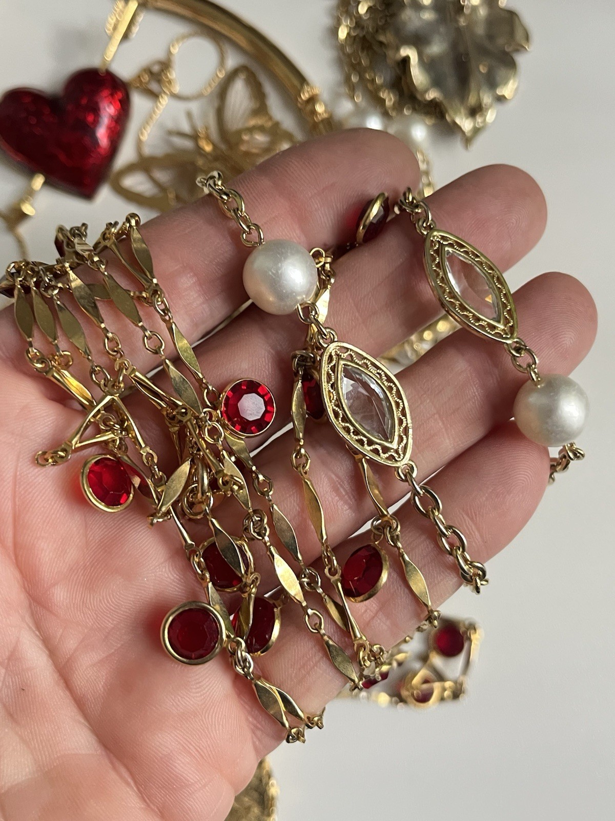 Vintage Jewelry Lot Monet Coro LC Avon Coventry Enamel Rhinestone Heart 1960-80’