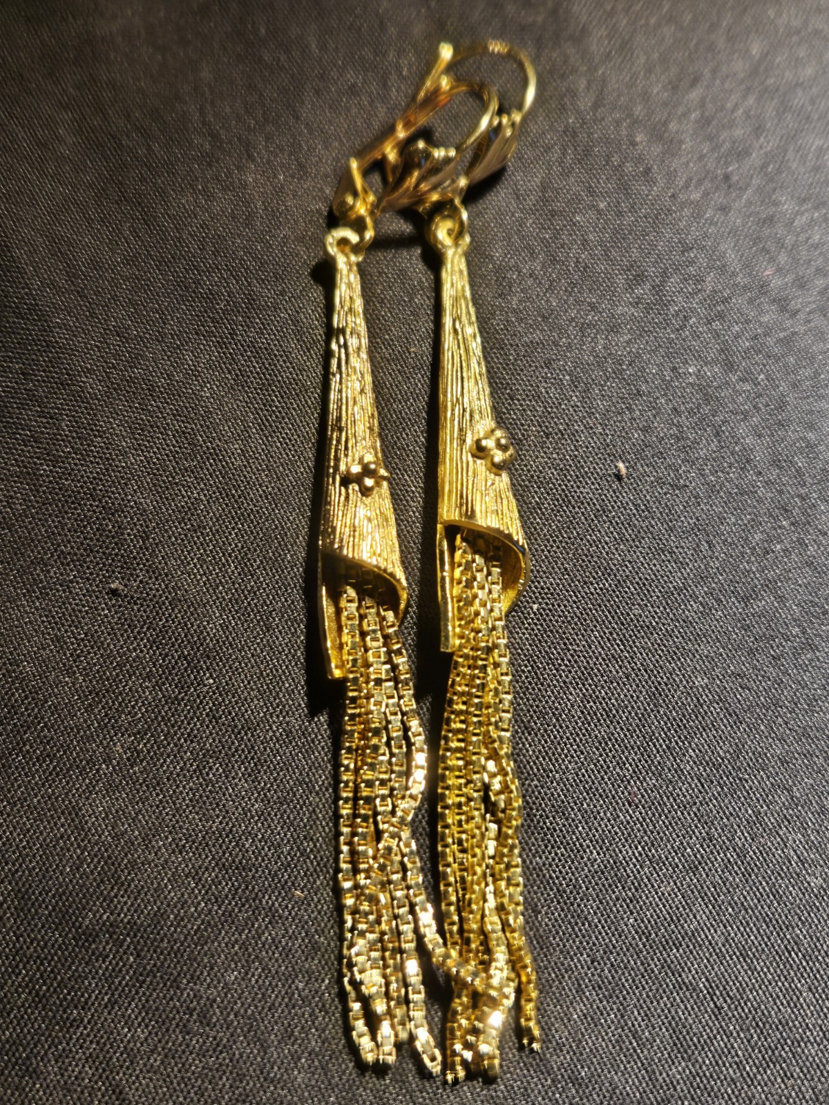Elegant Vintage Conical Tassel Earrings, Gold Filled