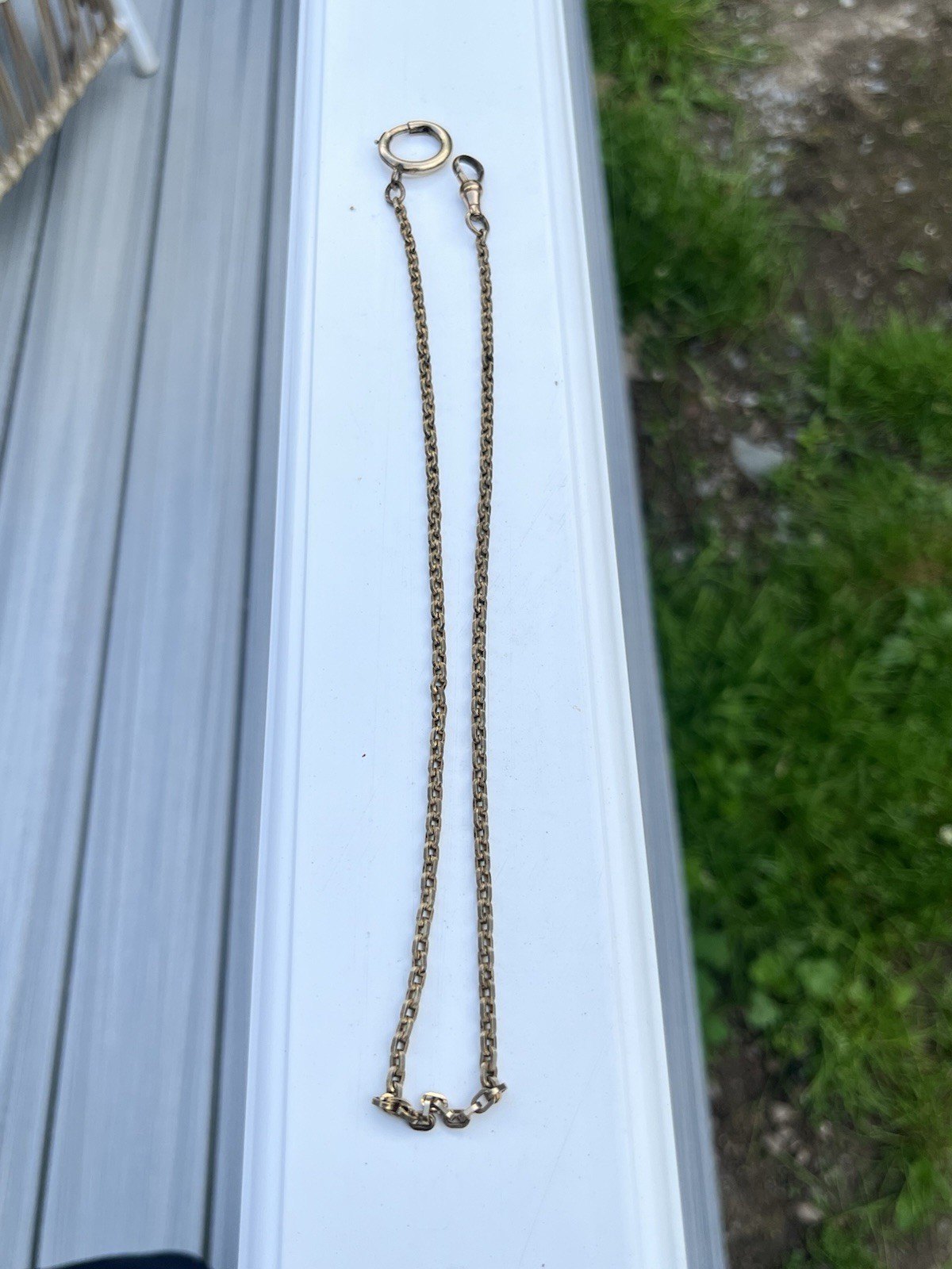 Victorian gold filled watch chain Signed Hadley Large ring