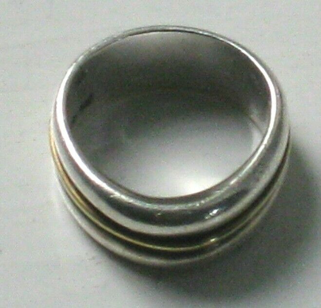 Modernist Mid-Century STERLING & 18KT Gold RING Size 5-3/4