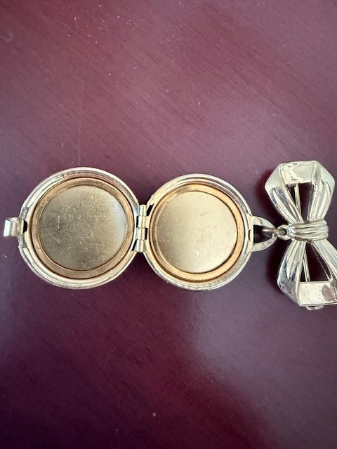 Vintage Guilloche Enamel Gold Finish Picture Pin