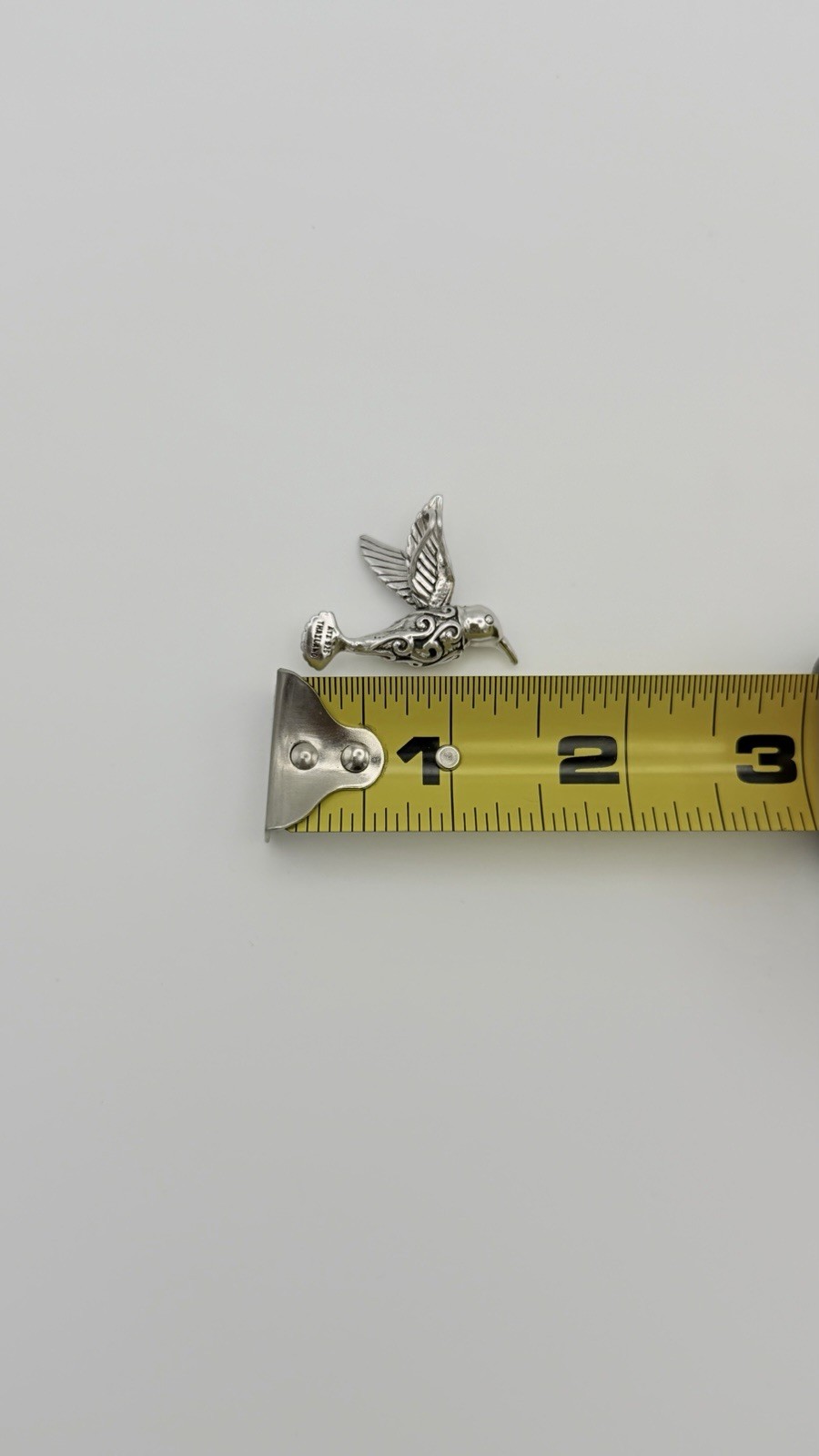 ATI 925 Sterling Silver 7g Vintage Hummingbird Charm 3D Pendant