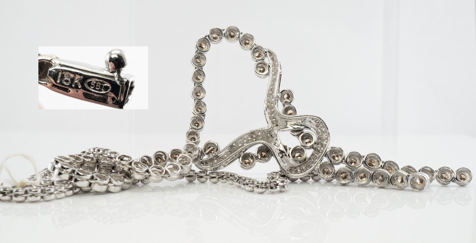 White & Champagne Diamond Necklace 18K Gold 3.84 TDW