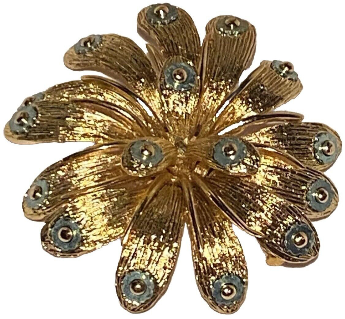 ORENA PARIS VINTAGE GOLD TONE SCULPTURAL BROOCH PIN