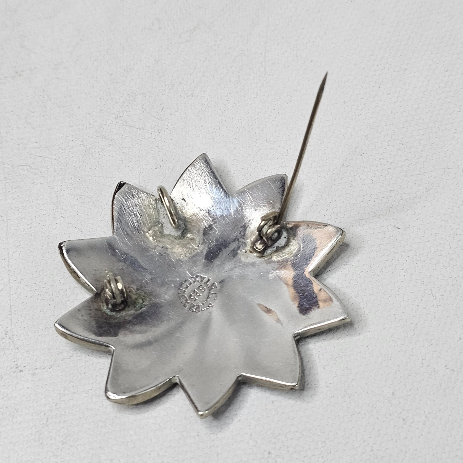Taxco Mex 925 Sterling Pinwheel Brooch Flower Multicolor Jewelry Pendant Pin