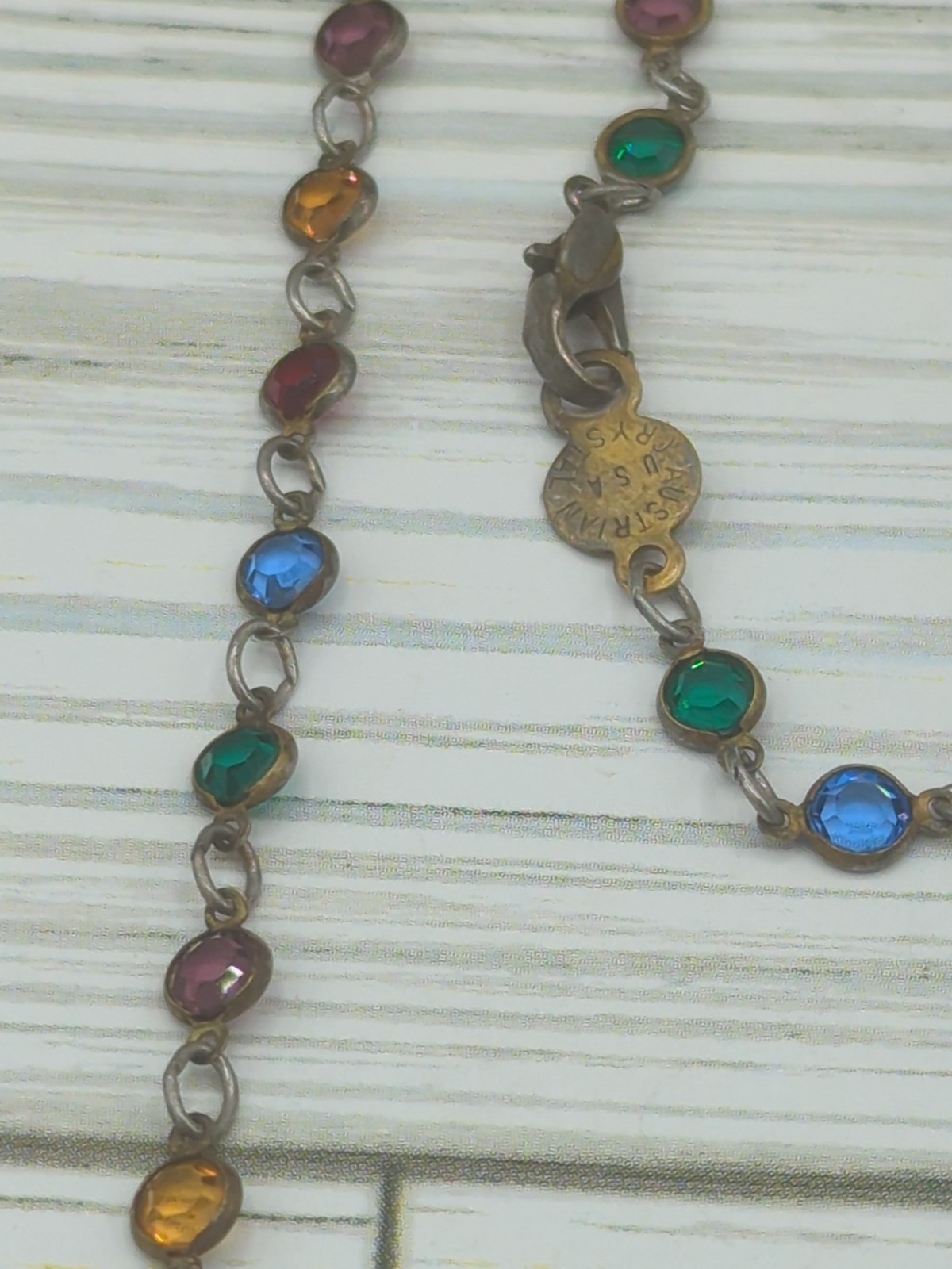 Vintage Austrian Crystal Multi Color Necklace 19″