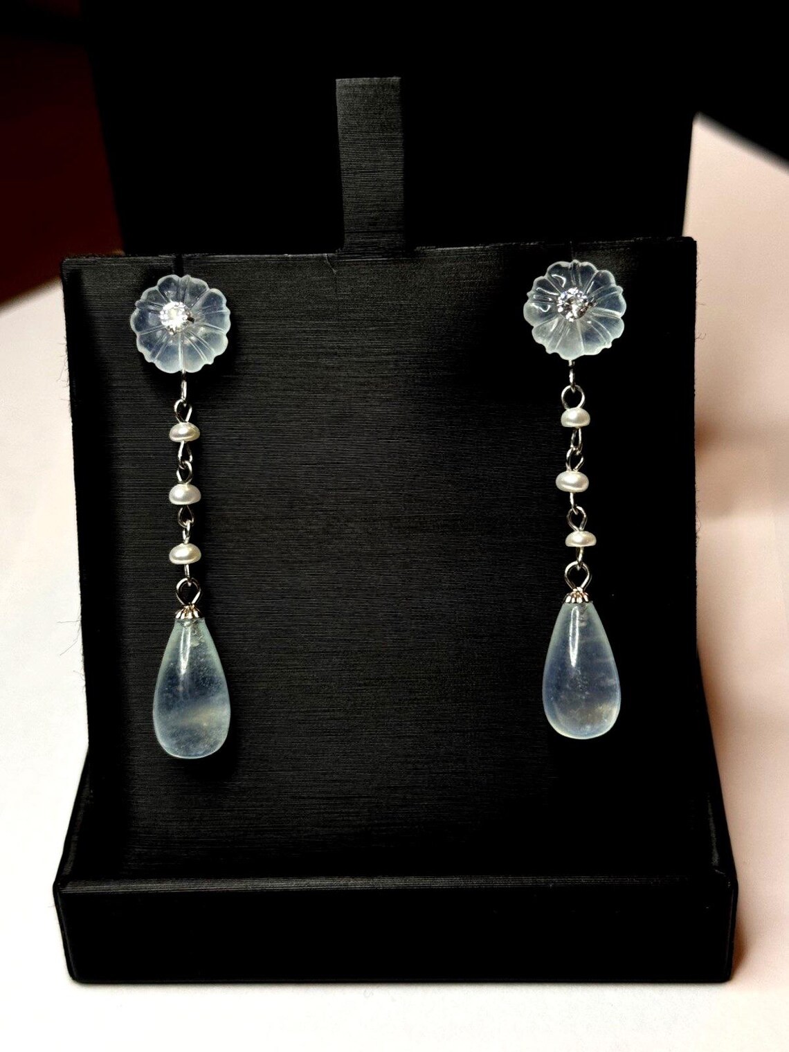 aquamarine earrings natural fresh water pearls 925 Sterling silver